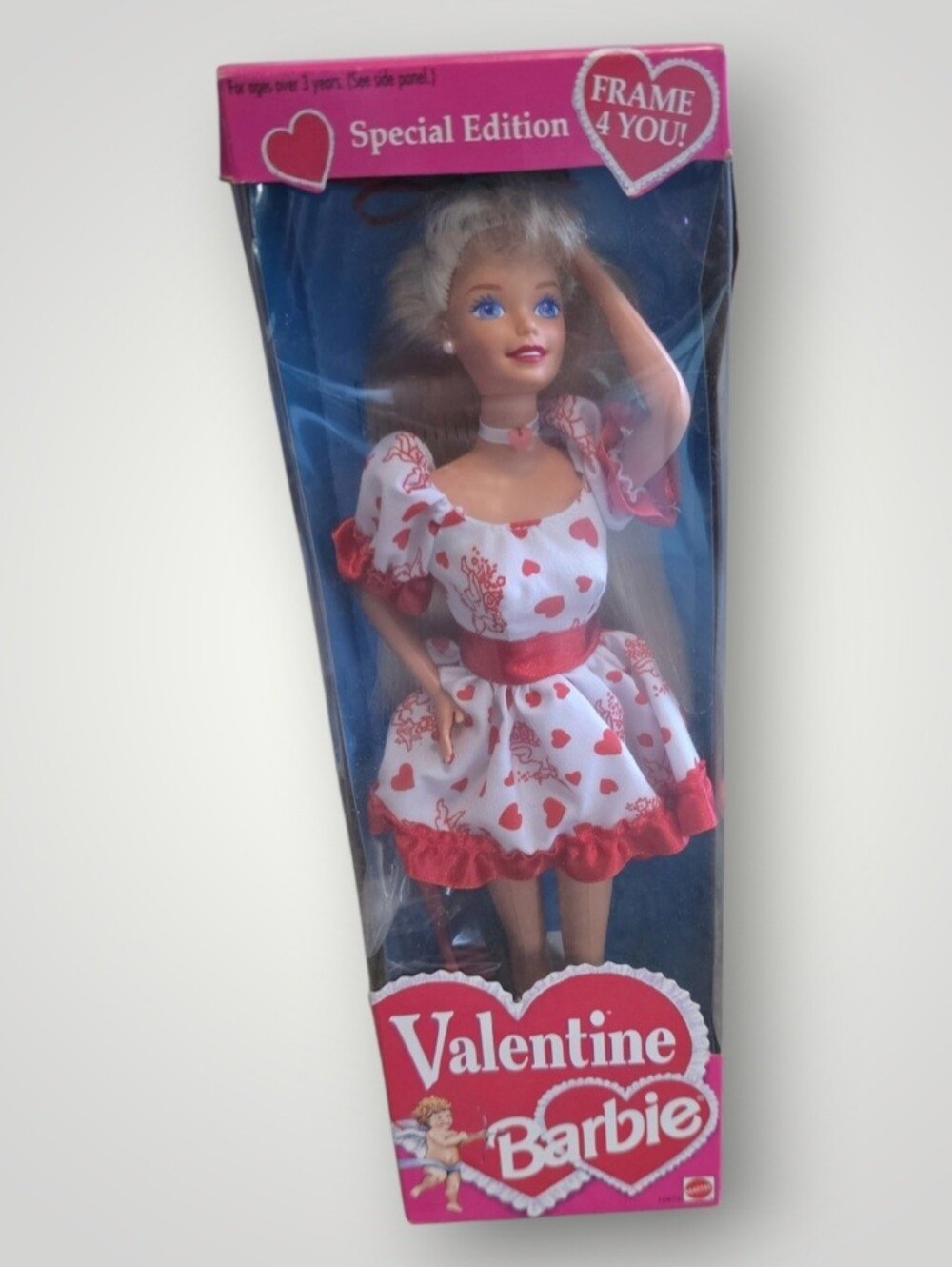 ❤️ 1985 Valentine Barbie Doll in White & Red Heart Dress NRFB